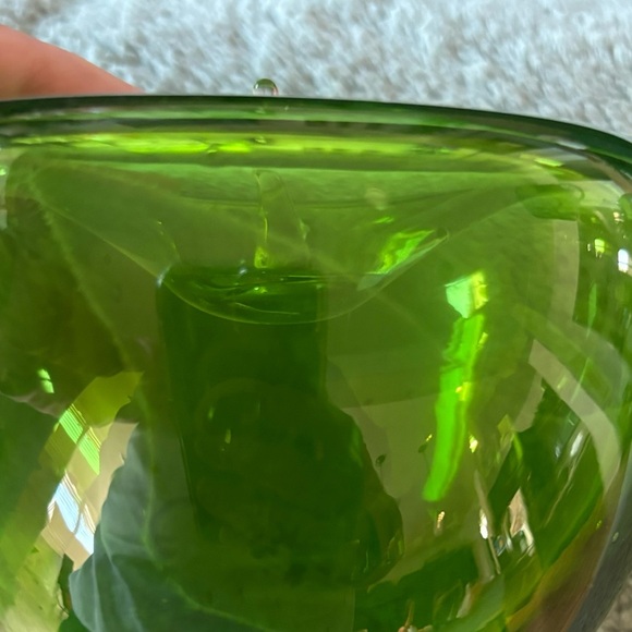 Set Of 2 Vintage Hand Blown Green Art Glass Apple Sculpture Figurine 3.5” - Picture 7 of 9